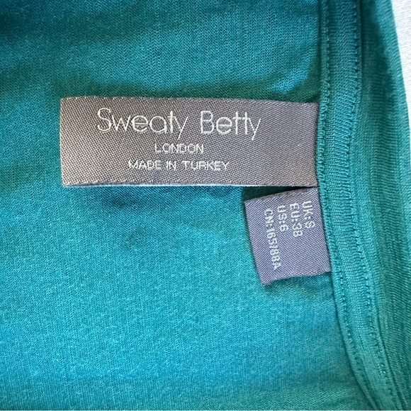 Sweaty Betty Teal Long Sleeve Performance Top Thumbholes Size 8 - Picture 5 of 8